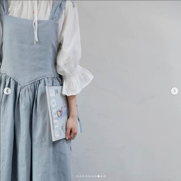 Alice pinafore dress (100%) linen fabric , dress - Picture 3 of 9